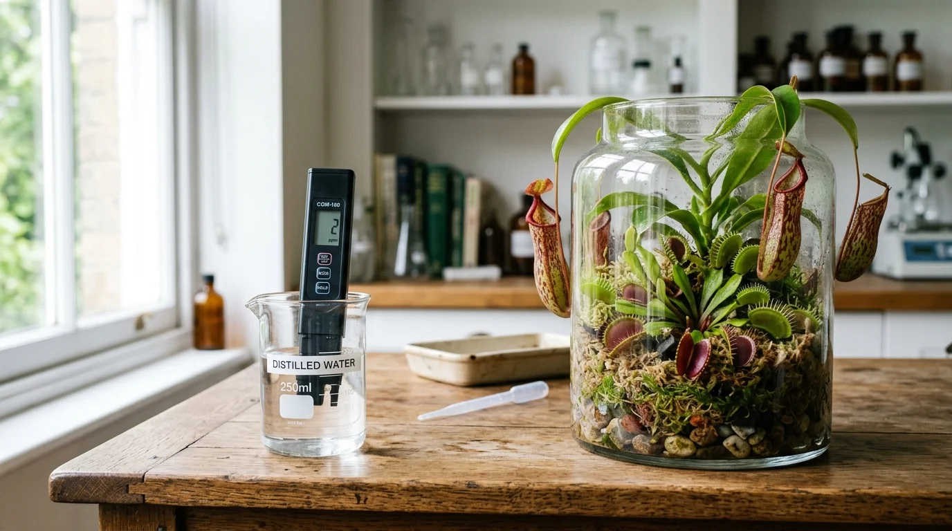 Distilled water TDS meter testing for carnivorous plants