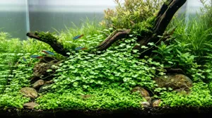 Hydrocotyle tripartita 'Japan' carpet in a planted aquarium