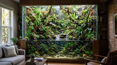 Paludarium with integrated terrestrial and aquatic zones